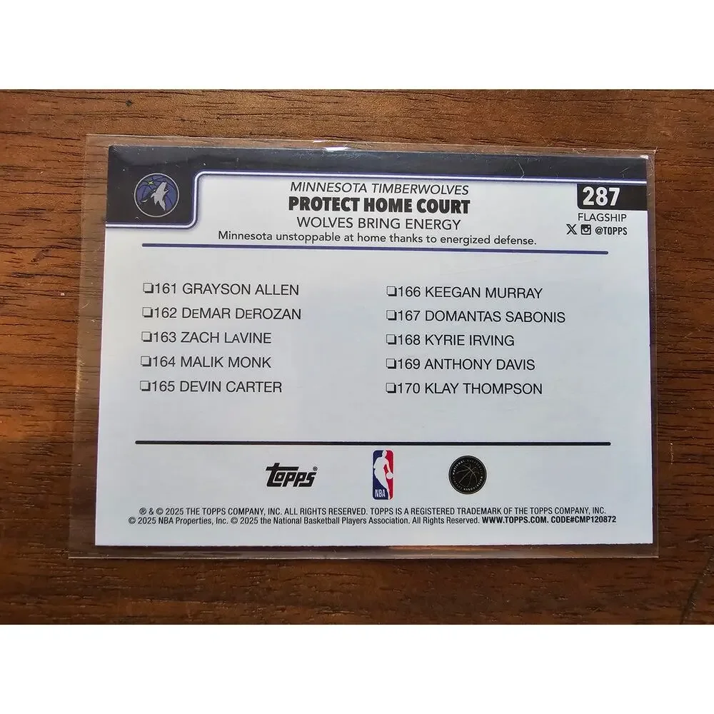 Anthony Edwards 2025-2026 Topps Flagship #287 - Protect Home Court Checklist - Picture 2 of 2
